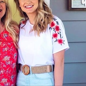 White embroidered floral top